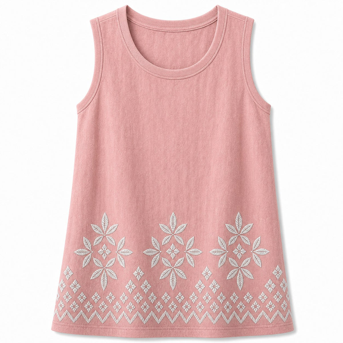 CLEARANCE SALE - Women's Embroidered Border Sleeveless Tank Top - 14 Colors & Bundle Deals