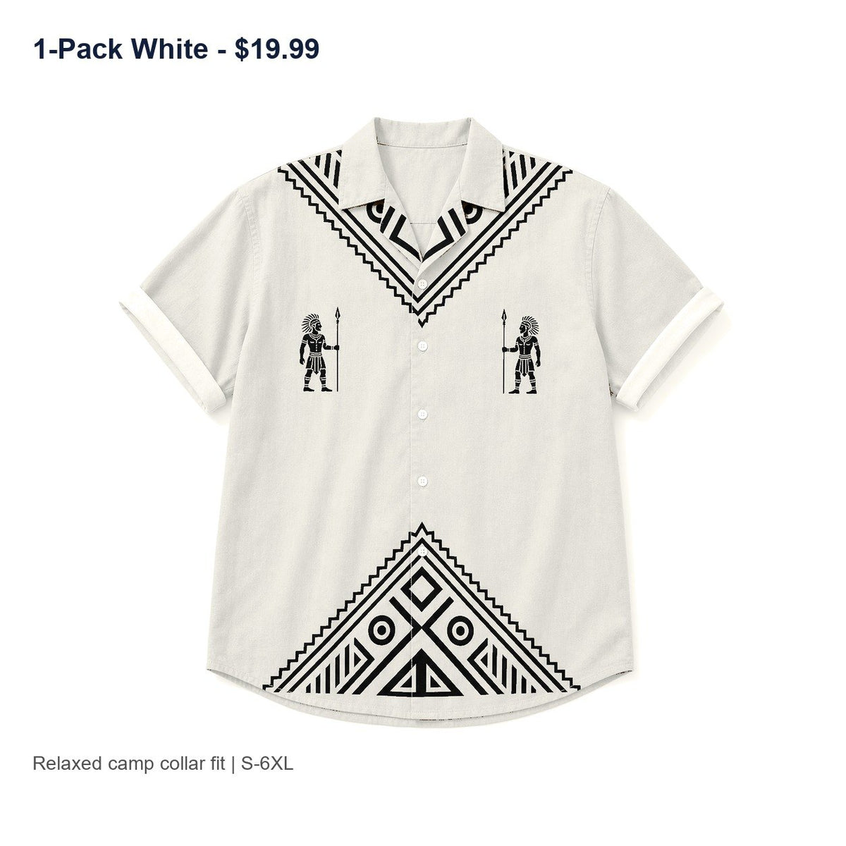 CLEARANCE SALE - Men's Tribal Pattern Camp Collar Shirt - 14 Colors & Bundle Deals