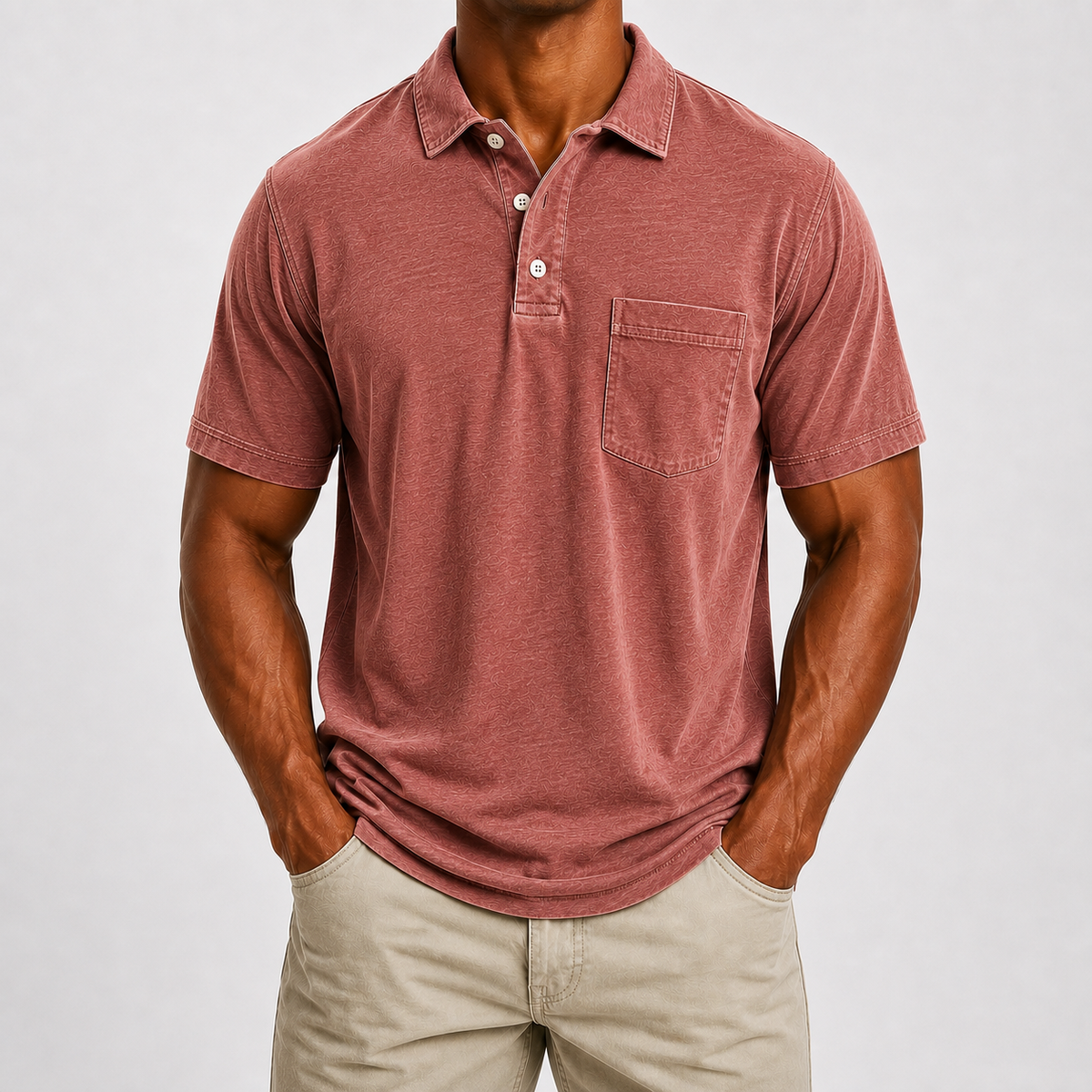 Limited Deal 8-Pack Men's Washed Cotton Blend Pocket Polo Shirts, Lightweight Breathable 3-Button Relaxed Fit
