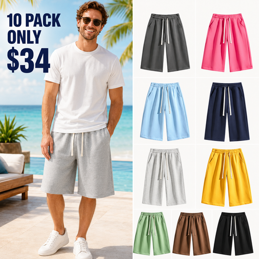Solid-color shorts men’s bermuda shorts athletic casual shorts with a belt and pockets, breathable summer casual wear for men&women, summer shorts