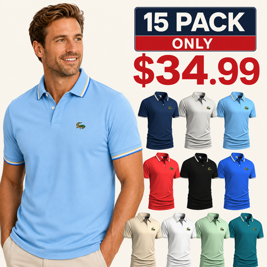 ⏰SUMMER FINAL SALE - Men's Quick Dry Breathable Polo Shirt 15-Pack $34.99