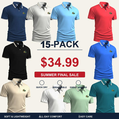 SUMMER FINAL SALE - Men's Quick Dry Breathable Polo Shirt 15-Pack $34.99