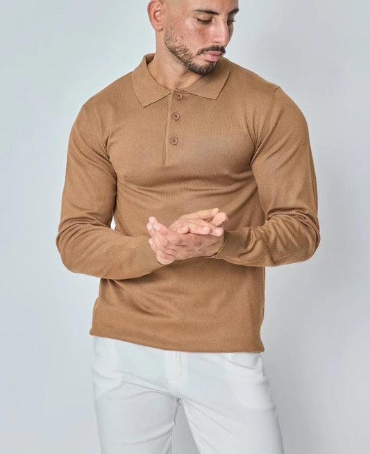 CLEARANCE🔥 Men's Casual and Comfortable Solid Color Lapel Long Sleeve POLO Shirt