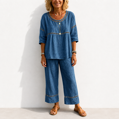 New Arrivals🔥 Women's Vintage Casual Loose-Fit Linen Two-Piece Set