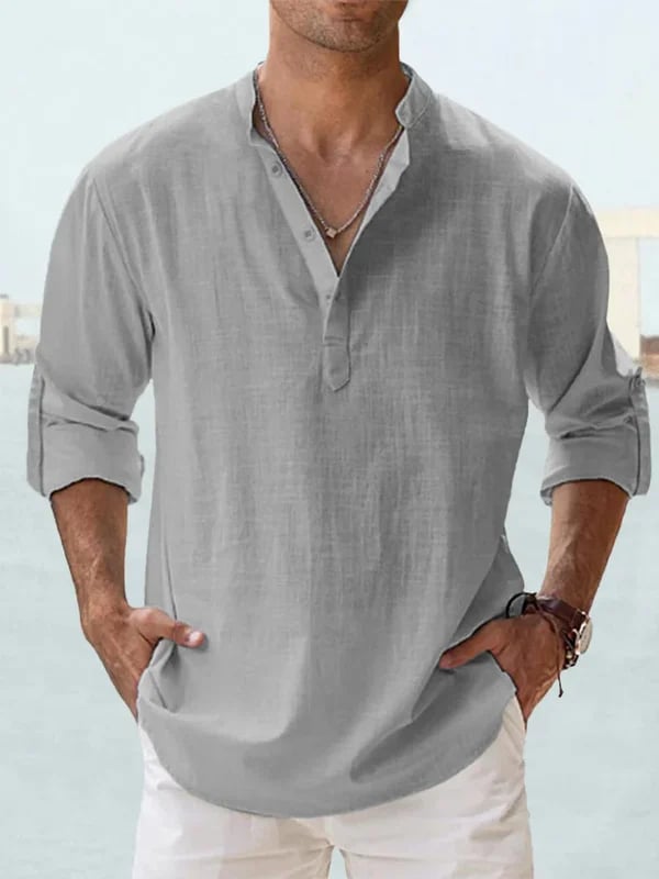 ⏰🎉Seasonal clearance — 13-pack for $29 👔Men's Cotton Linen Casual Long Sleeve Shirt
