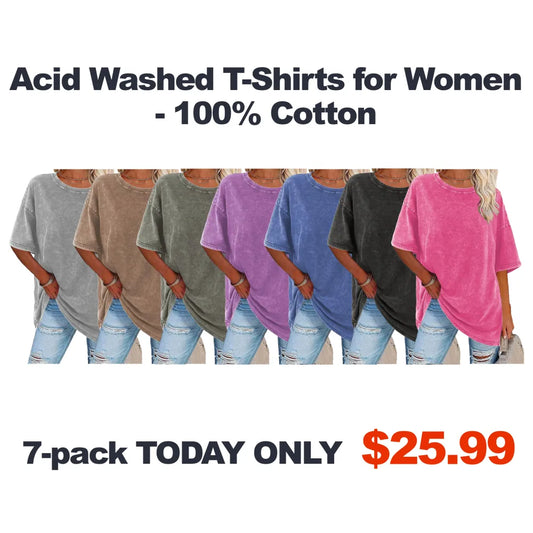 ⏰Limited Time Offer⏰ Acid Washed T-Shirts for Women - 100% Cotton