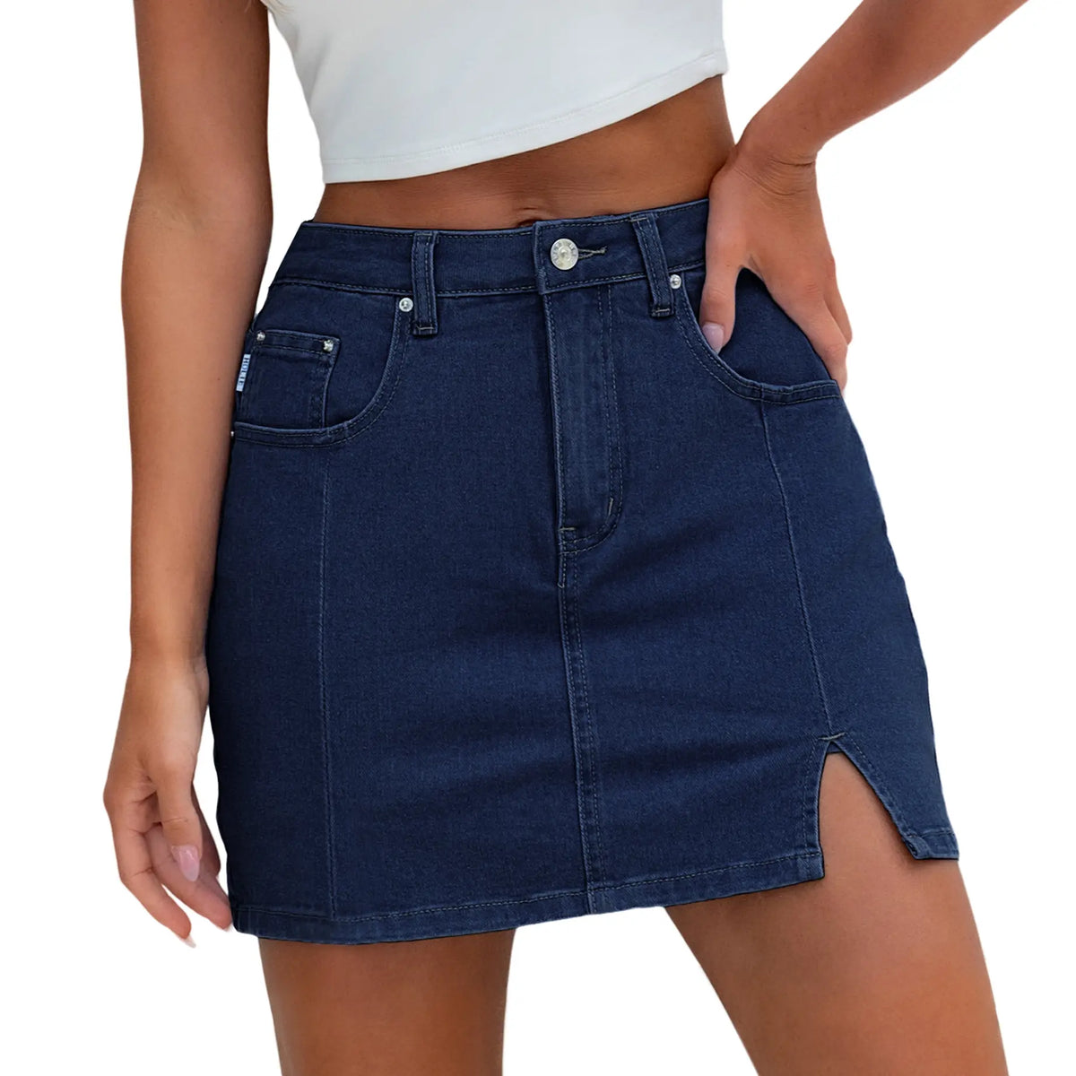 Genleck Women's High-Waisted Denim Skort with Shorts