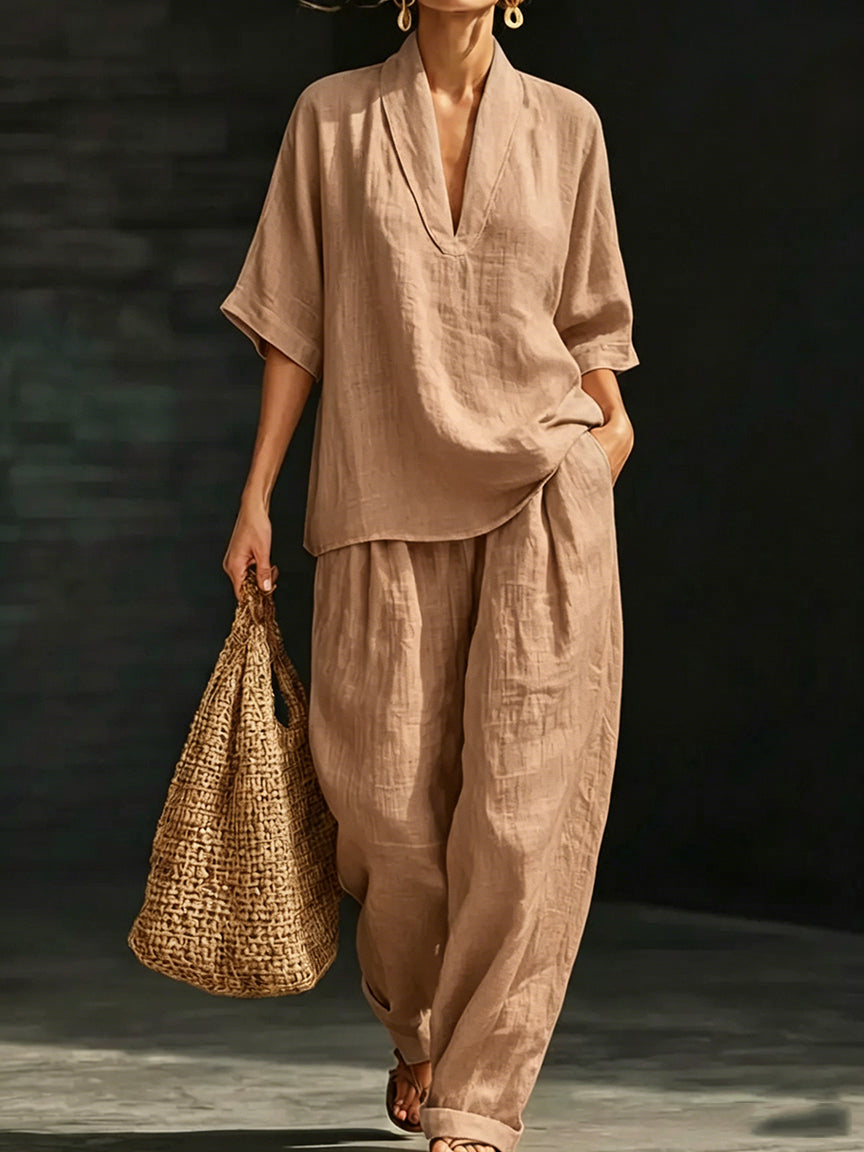 Casual And Cozy Minimalist Linen Two-piece Set⏰Warehouse Clearance⚡10-Pack Only $34.99⚡