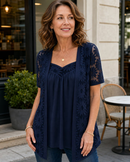 Women's Daisy Lace Layered Tunic Top