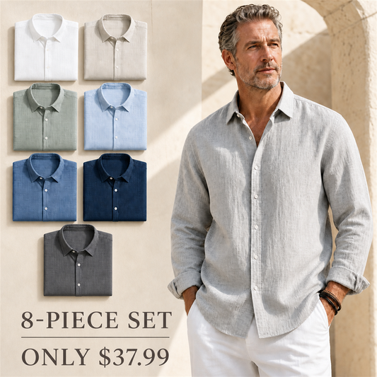 Men's Textured Long-Sleeve Button-Down Shirt