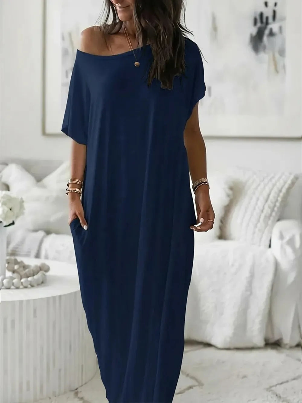 ⚡FINAL SALE⚡ Women's Casual Off-Shoulder Maxi Dress with Pockets