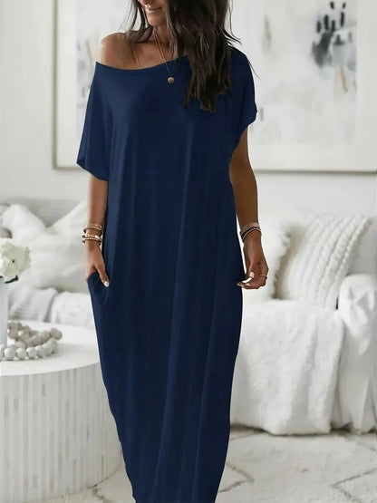 ⚡FINAL SALE⚡ Women's Casual Off-Shoulder Maxi Dress with Pockets