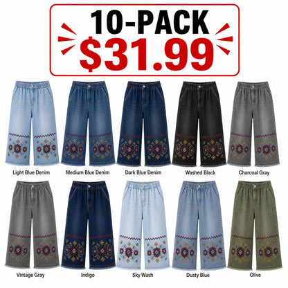 CLEARANCE SALE - Women's Embroidered Denim Capri Pants - 14 Washes & Bundle Deals