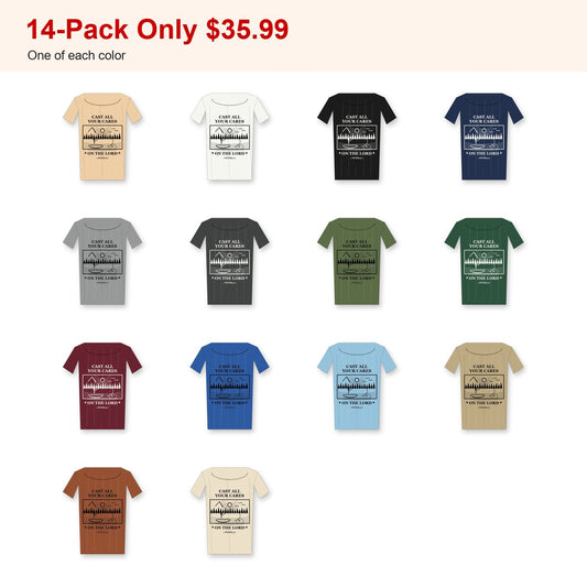 CLEARANCE SALE - Men's Cast All Your Cares Fishing Graphic Tee - 14 Colors & Bundle Deals