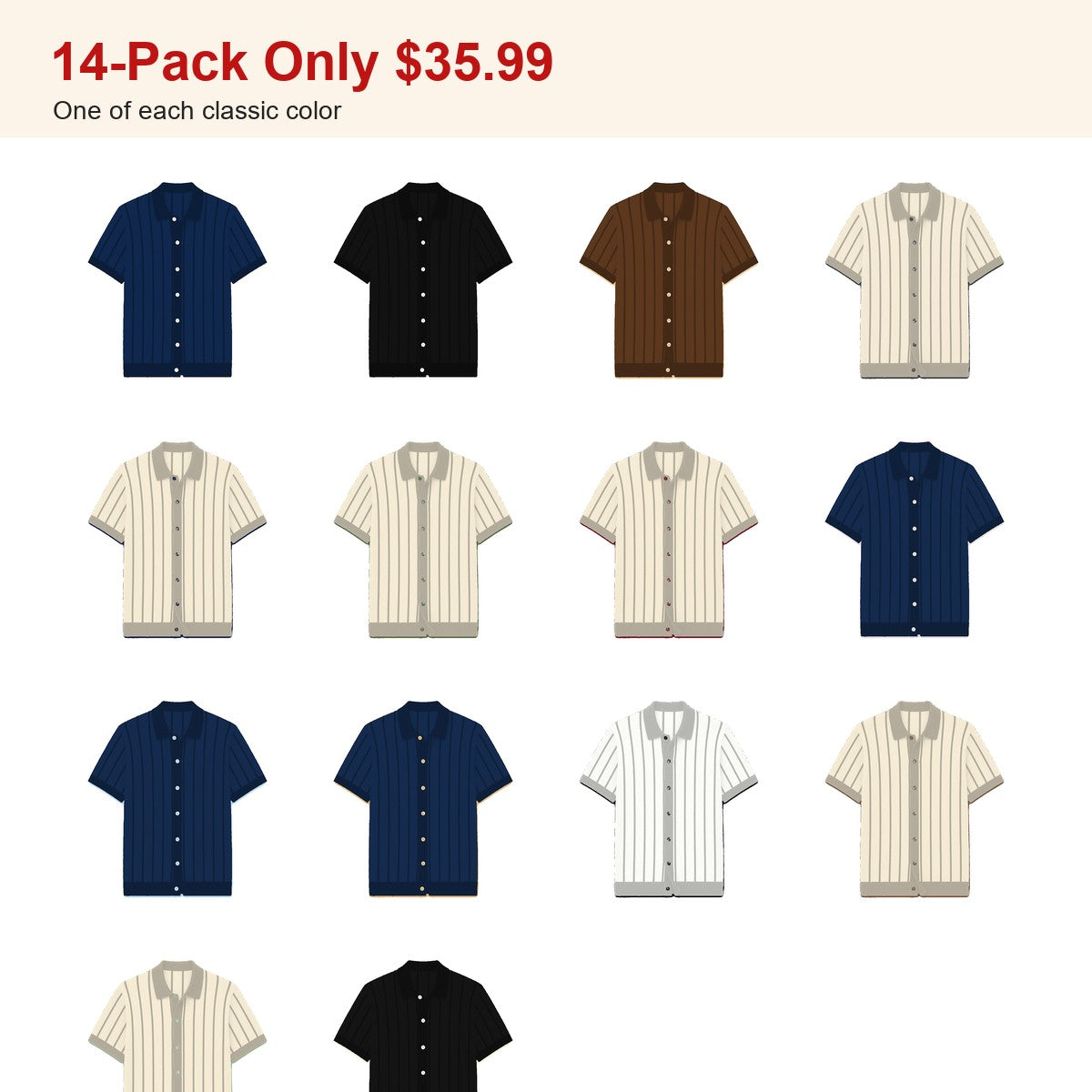 CLEARANCE SALE - Men's Striped Knit Polo Cardigan - 14 Colors & Bundle Deals