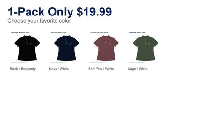 CLEARANCE SALE - Women's Contrast Trim Heart Polo Shirt - 14 Colors & Bundle Deals