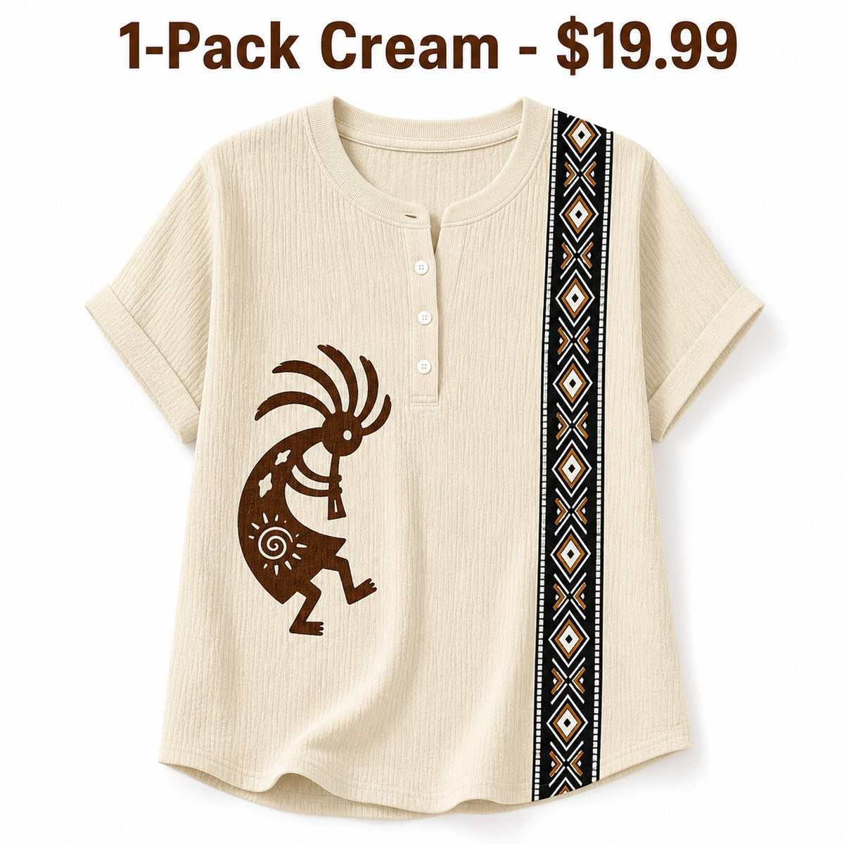 CLEARANCE SALE - Women's Southwest Kokopelli Henley Top - 14 Colors & Bundle Deals