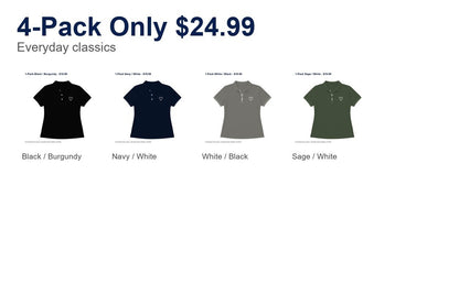 CLEARANCE SALE - Women's Contrast Trim Heart Polo Shirt - 14 Colors & Bundle Deals