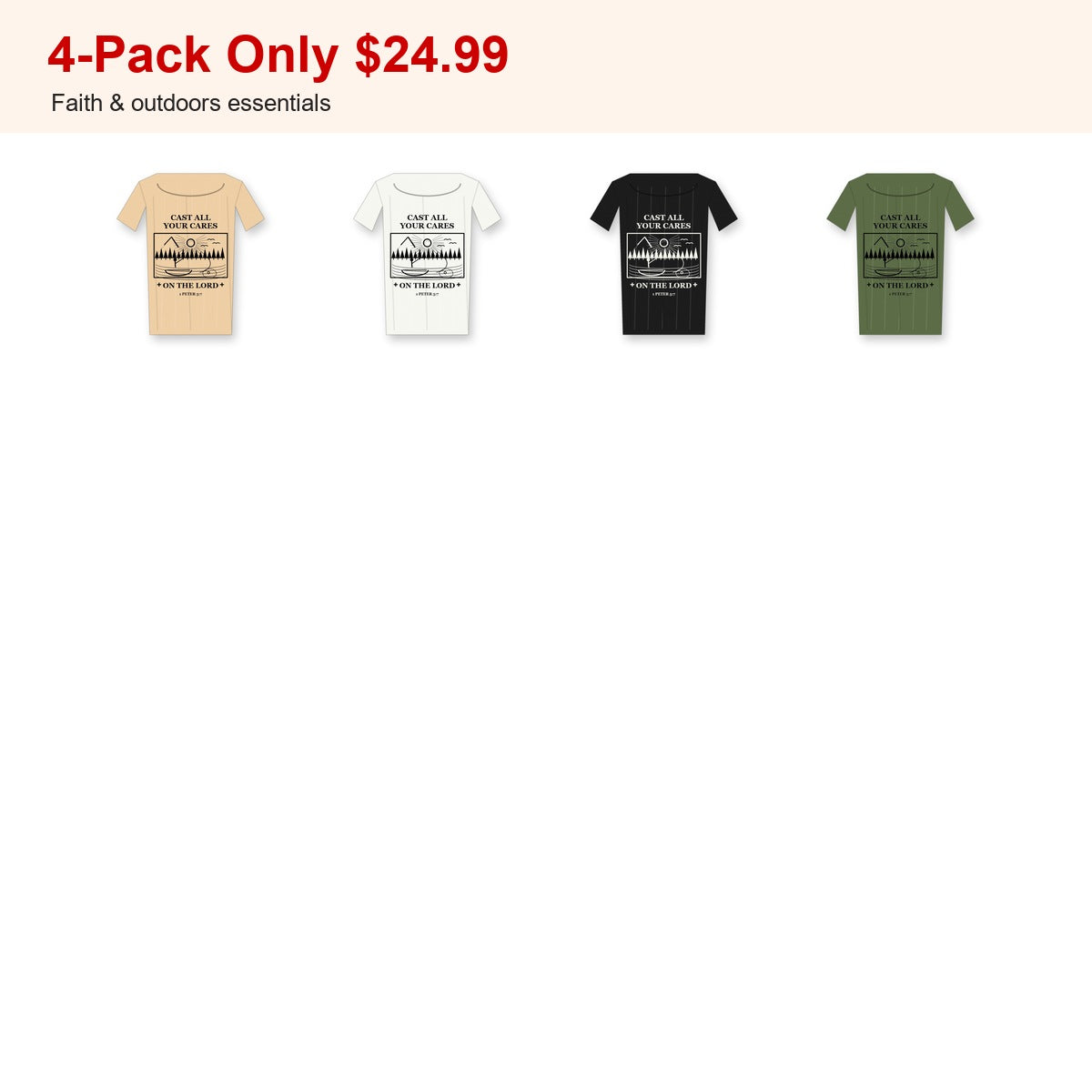 CLEARANCE SALE - Men's Cast All Your Cares Fishing Graphic Tee - 14 Colors & Bundle Deals