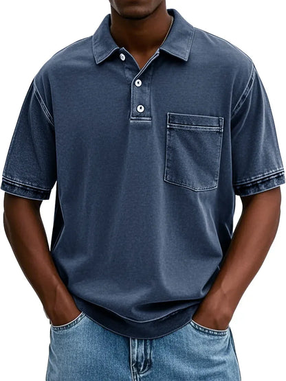 Clearance Sale⚡20-Pack Only $32.99⚡Men's Retro Distressed Lapel Short-sleeved Pocket Polo Shirt