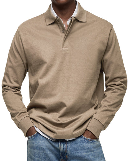 CLEARANCE🔥 Men's Everyday Comfort Lapel Button Casual Long Sleeve POLO Shirt