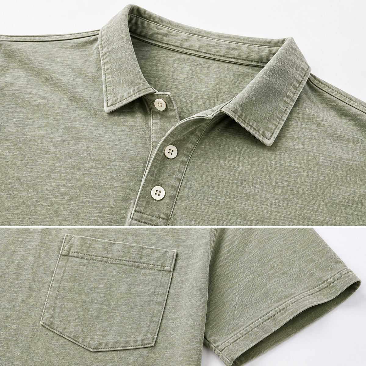 Limited Deal 8-Pack Men's Washed Cotton Blend Pocket Polo Shirts, Lightweight Breathable 3-Button Relaxed Fit