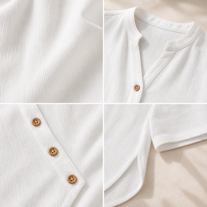 Women's Short Sleeve Asymmetrical Button Blouse