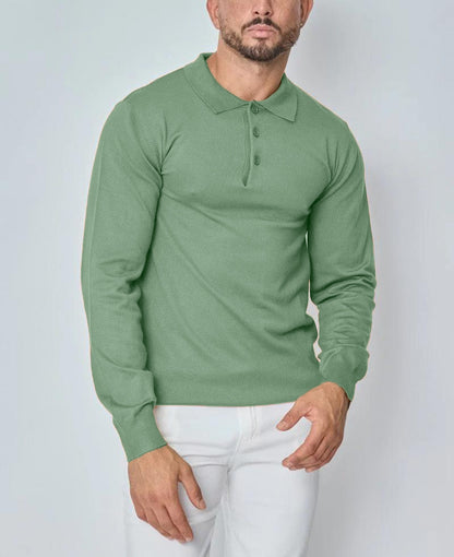 CLEARANCE🔥 Men's Casual and Comfortable Solid Color Lapel Long Sleeve POLO Shirt