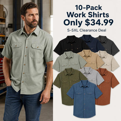 💯⚡10 Pack for $34.99⚡- Men’s Short Sleeve Utility Work Shirt