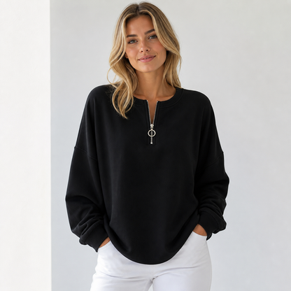 ⏰Final Clearance⚡10 Pack for $28⚡Women's Oversized Half-Zip Pullover
