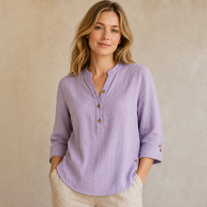 ⏰Clearance Sale⚡10 Pack Only $32⚡Women's Linen Mandarin Collar T-Shirt