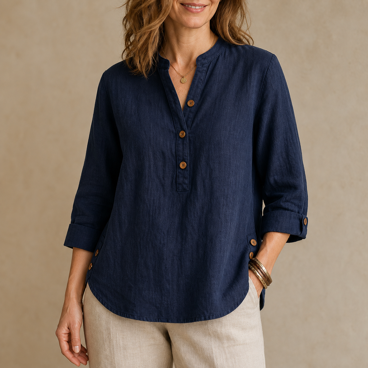 ⏰Clearance Sale⚡10 Pack Only $32⚡Women's Linen Mandarin Collar T-Shirt