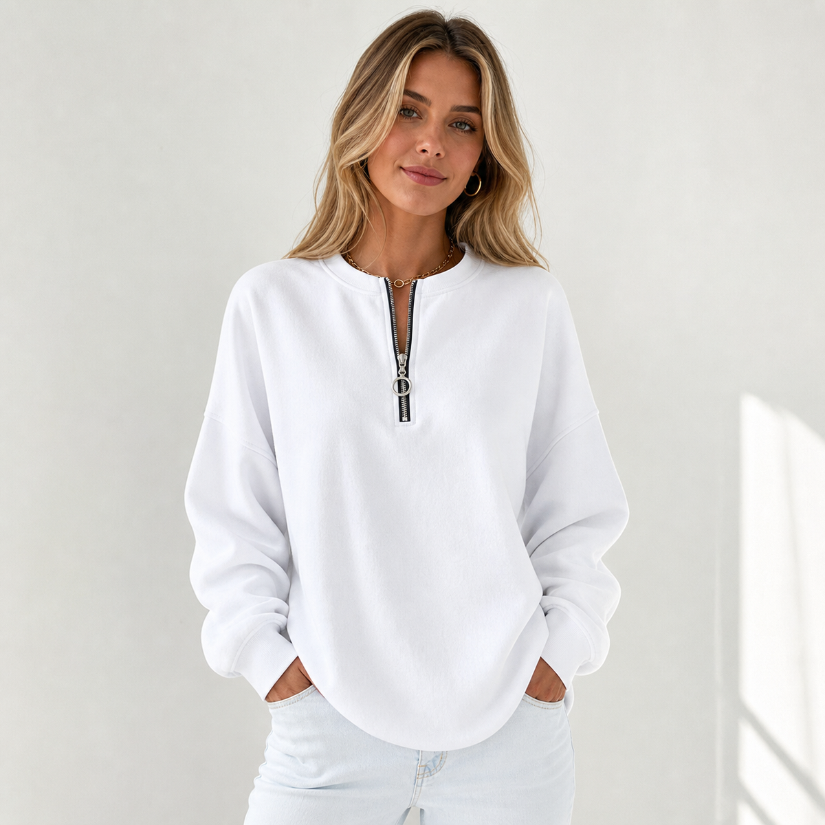 ⏰Final Clearance⚡10 Pack for $28⚡Women's Oversized Half-Zip Pullover