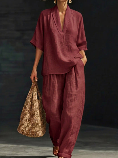 Casual And Cozy Minimalist Linen Two-piece Set⏰Warehouse Clearance⚡10-Pack Only $34.99⚡