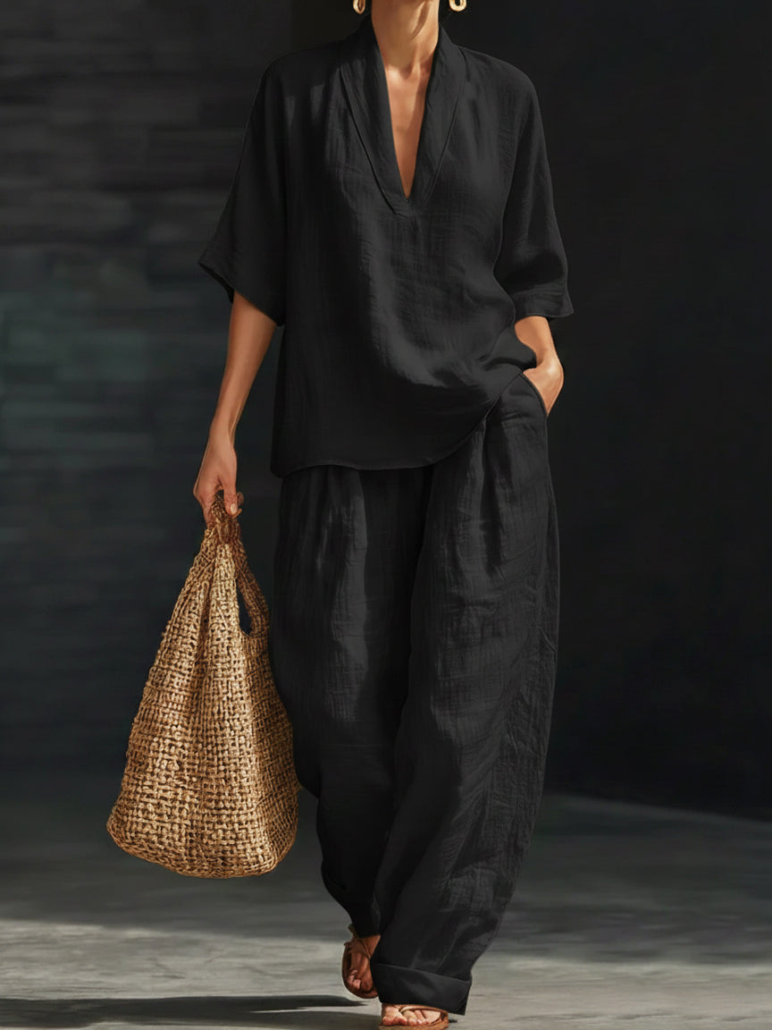 Casual And Cozy Minimalist Linen Two-piece Set⏰Warehouse Clearance⚡10-Pack Only $34.99⚡