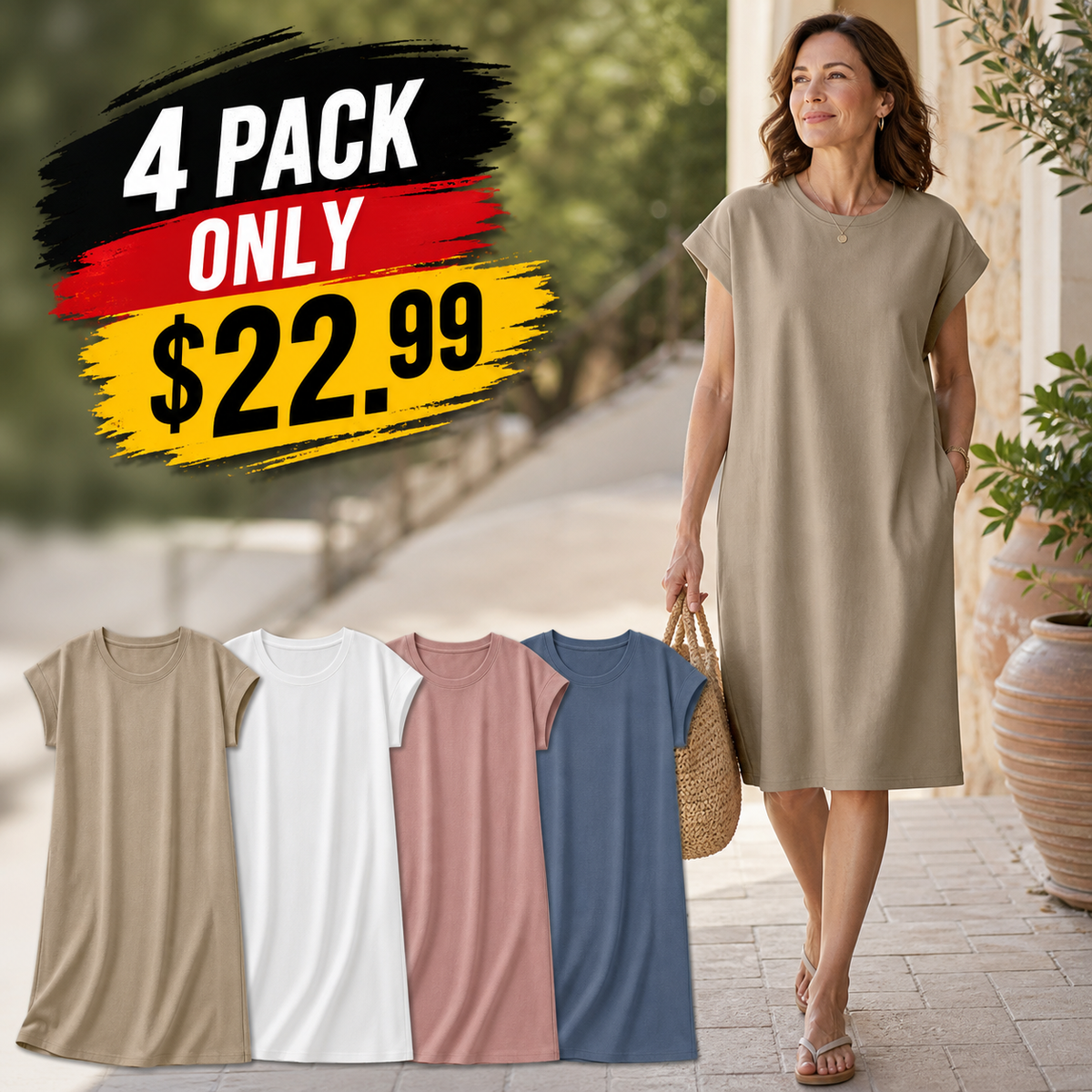 Women's Relaxed Crewneck T-Shirt Dress