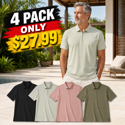 Men's Short Sleeve Half-Zip Polo Shirt