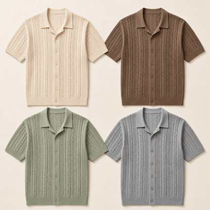 FINAL SALE⚡8 Packs for $34.99⚡- Men’s Open-Knit Short Sleeve Button-Up Shirt