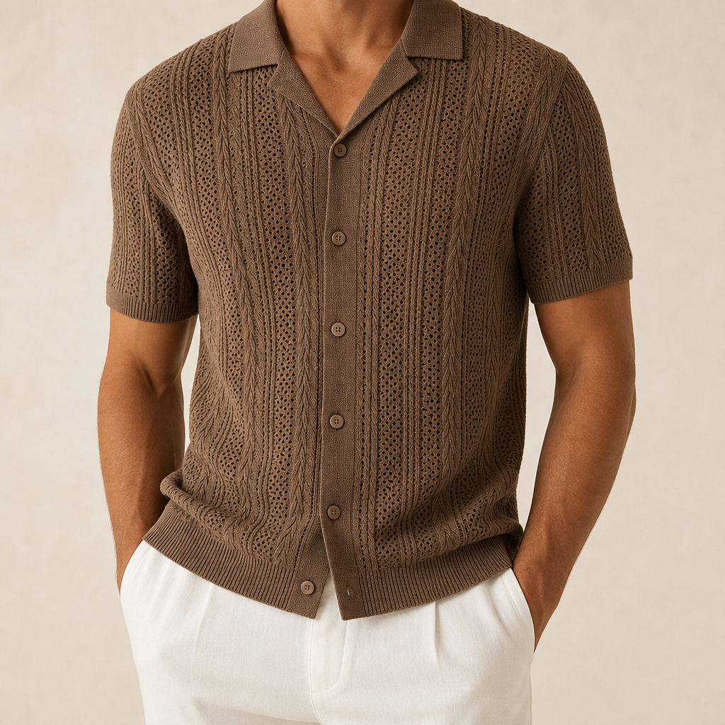 FINAL SALE⚡8 Packs for $34.99⚡- Men’s Open-Knit Short Sleeve Button-Up Shirt