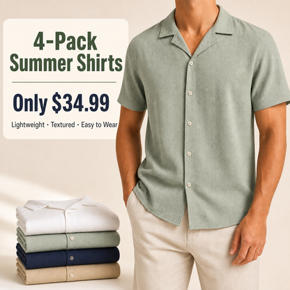 Men’s Textured Short Sleeve Button-Up Shirt