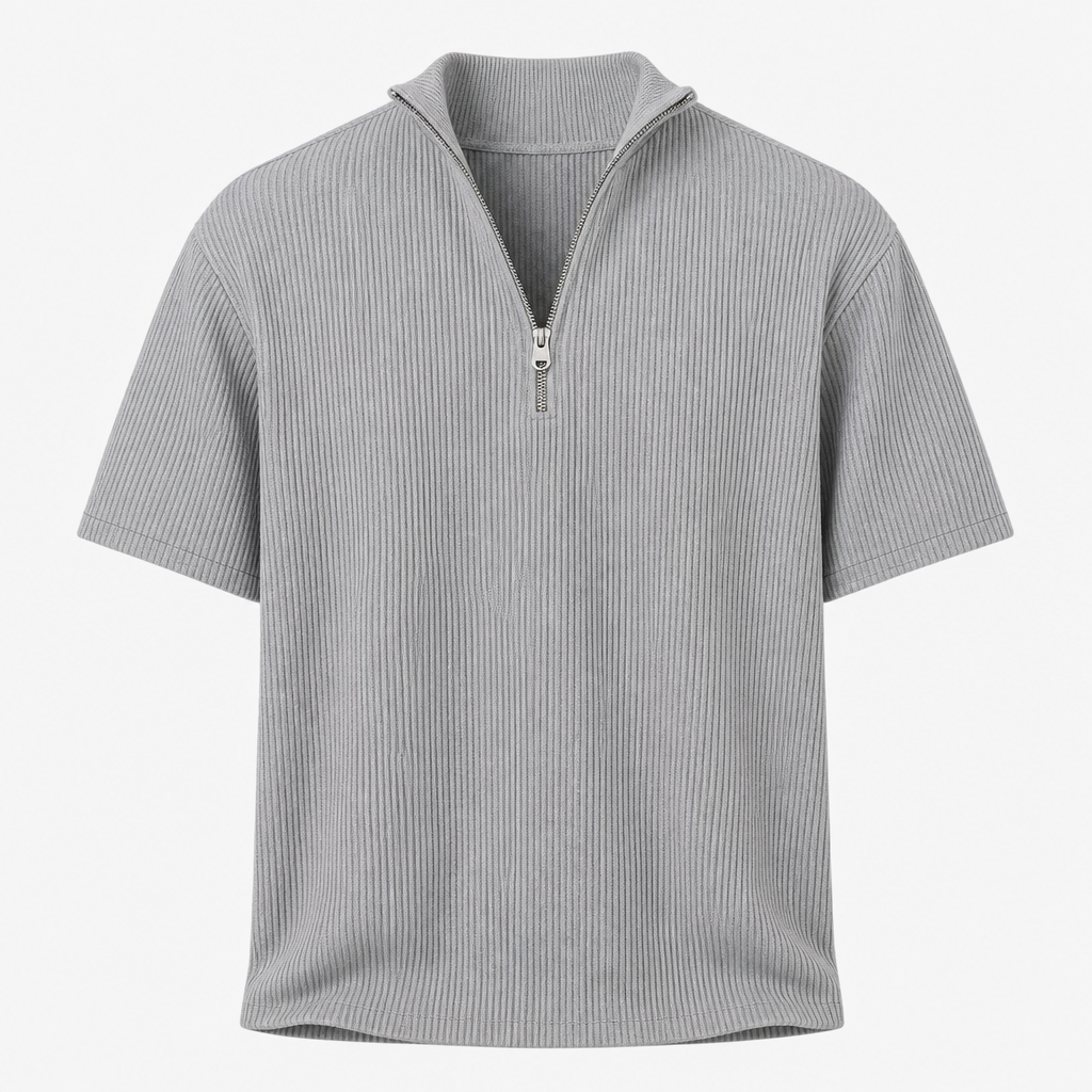 Men's Short Sleeve Zip Mock Neck Knit Top