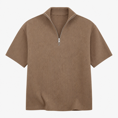 Men's Short Sleeve Zip Mock Neck Knit Top