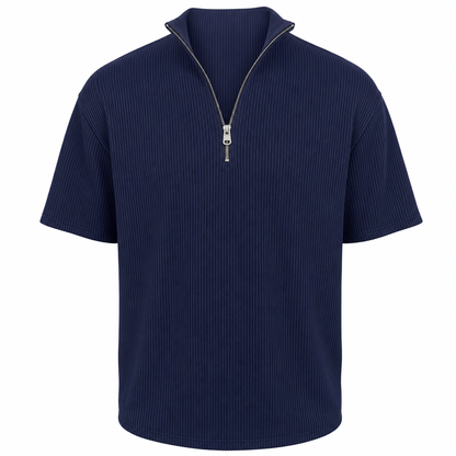 Men's Short Sleeve Zip Mock Neck Knit Top