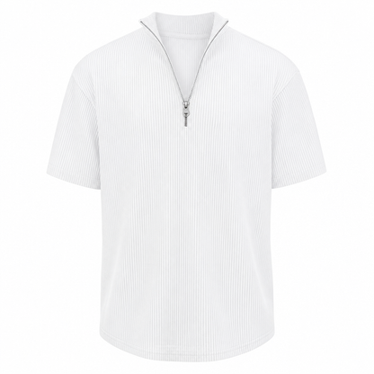 Men's Short Sleeve Zip Mock Neck Knit Top