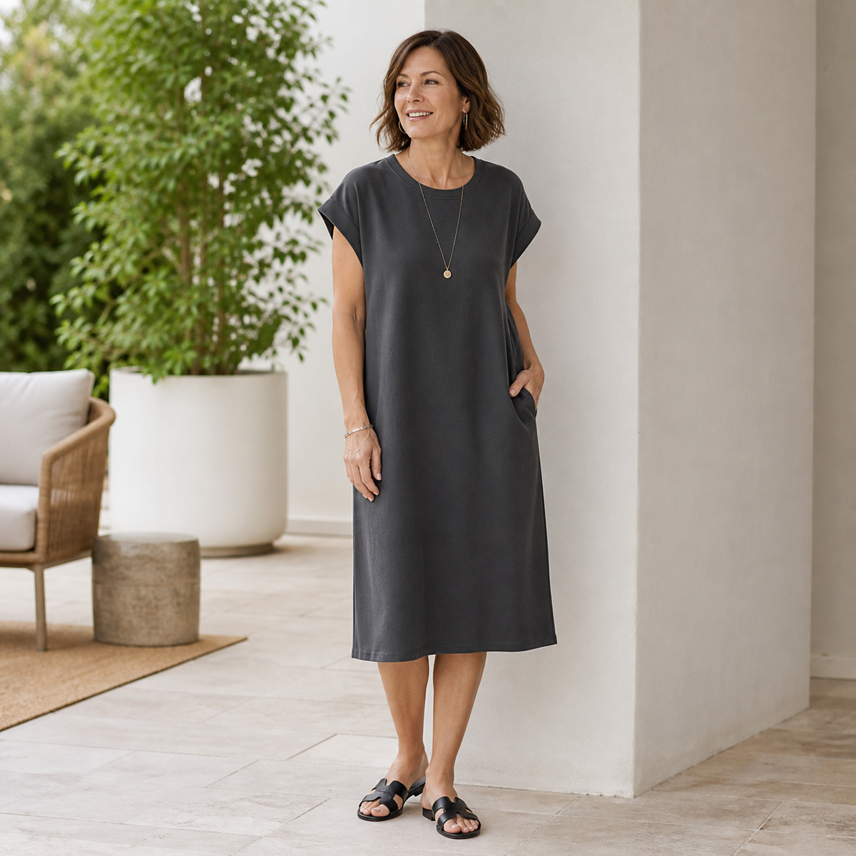 Women's Relaxed Crewneck T-Shirt Dress