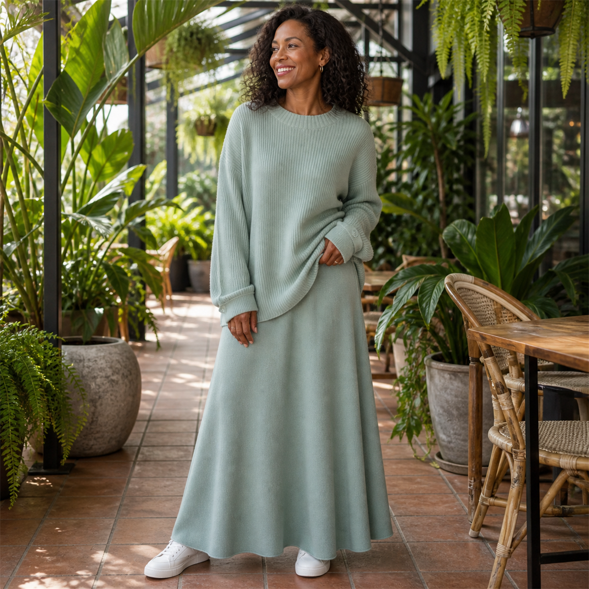 Women's Soft-Knit Relaxed Top and Maxi Skirt Set