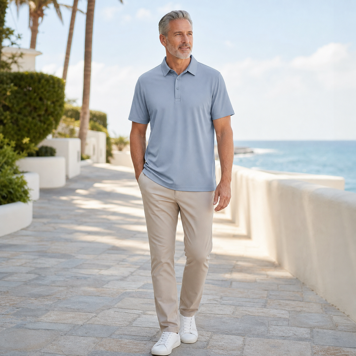 Men's Lightweight Textured Polo Shirt