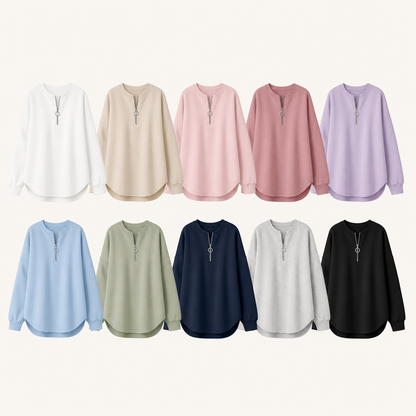 ⏰Final Clearance⚡10 Pack for $28⚡Women's Oversized Half-Zip Pullover