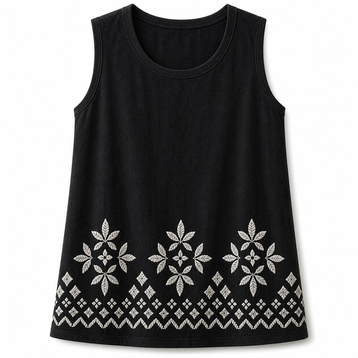 CLEARANCE SALE - Women's Embroidered Border Sleeveless Tank Top - 14 Colors & Bundle Deals