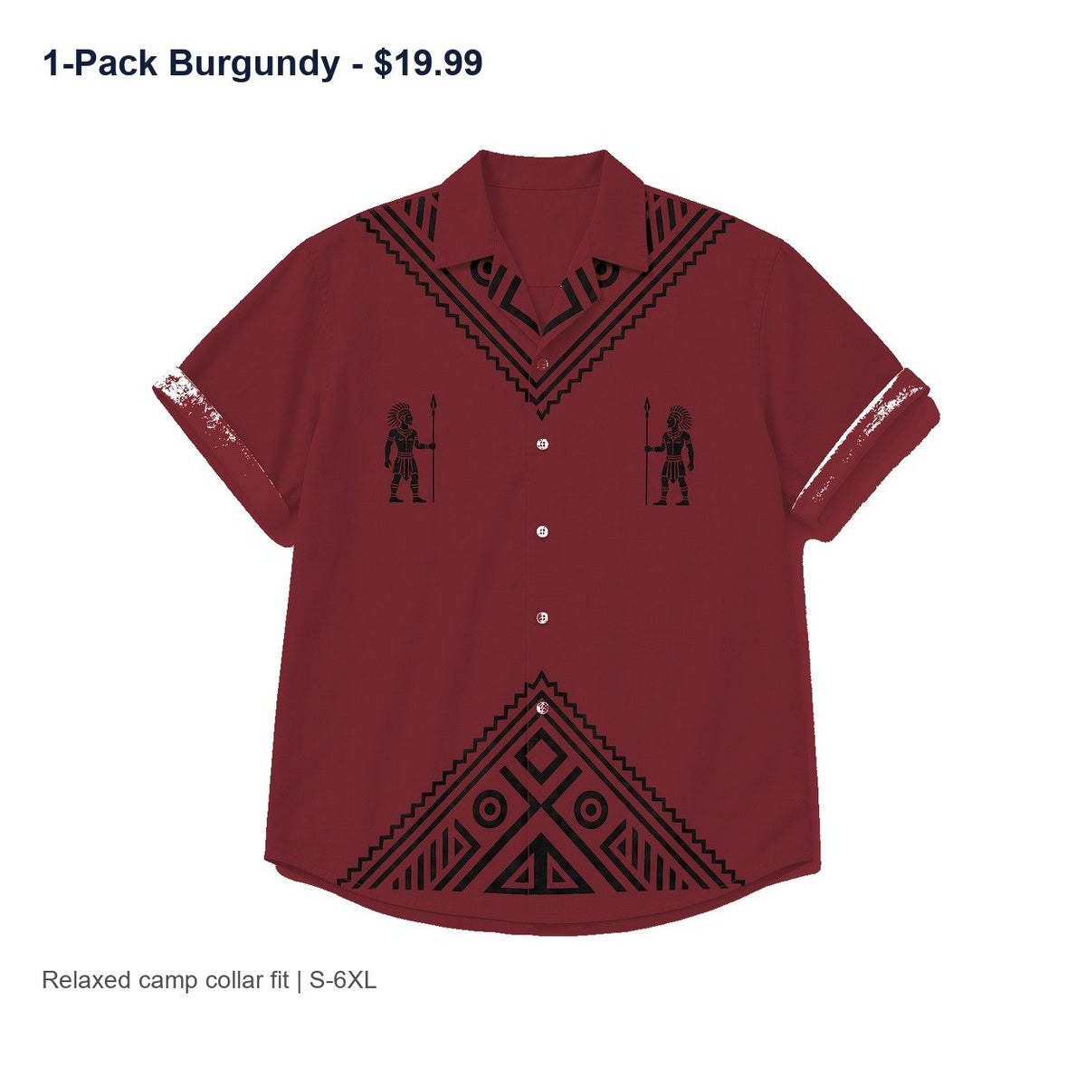 CLEARANCE SALE - Men's Tribal Pattern Camp Collar Shirt - 14 Colors & Bundle Deals